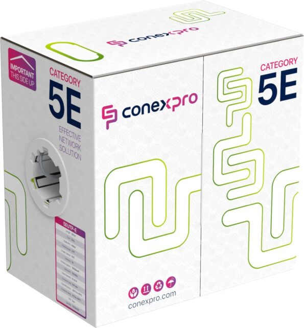 Kábel Conexpro UTP kábel ekonomy, CAT5e, PVC, 24AWG, 305m, sivý – Obrázok 2