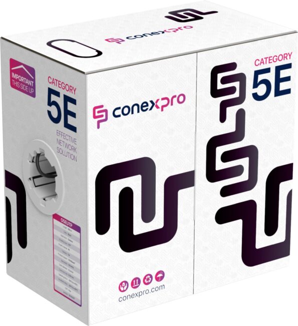 Kábel Conexpro UTP kábel vonkajší, CAT5e, PE, 24AWG, 305m, čierny – Obrázok 2