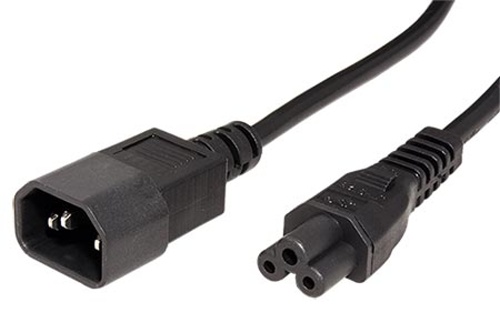 Kabel-EC320-C14-C5-trojlistok-18m-cierny Kábel EC320 C14 - C5 (trojlístok) 1,8m, čierny – Obrázok 1