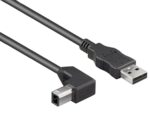 Kábel PremiumCord USB 2.0 A-B pre tlačiarne 1m, 90° B-konektor, čierny