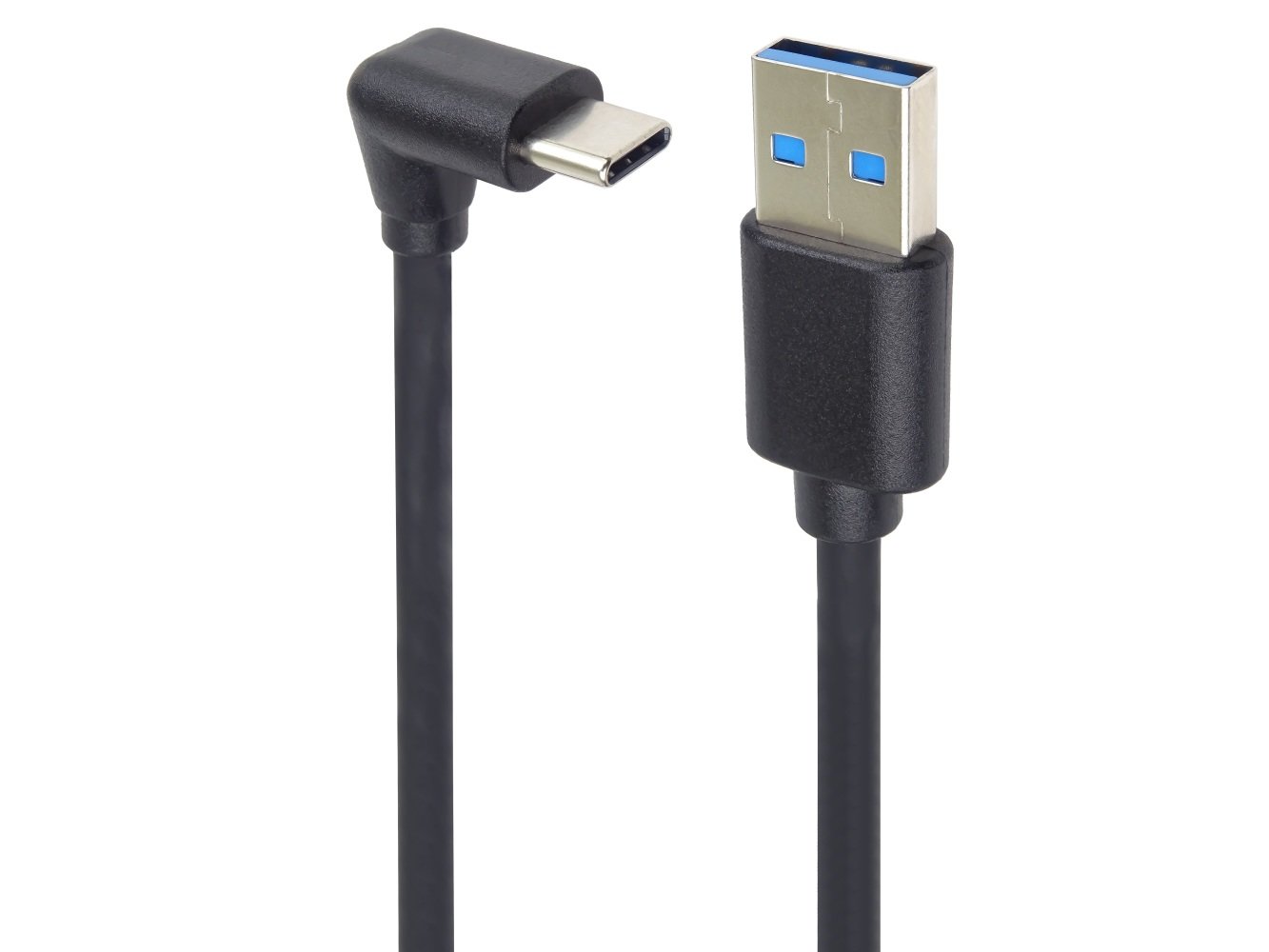 Kabel-PremiumCord-USB-3.0-USB-C-zahnuty-konektor-90-MM-1m Kábel PremiumCord USB 3.0 - USB-C zahnutý konektor 90° M/M 1m – Obrázok 1