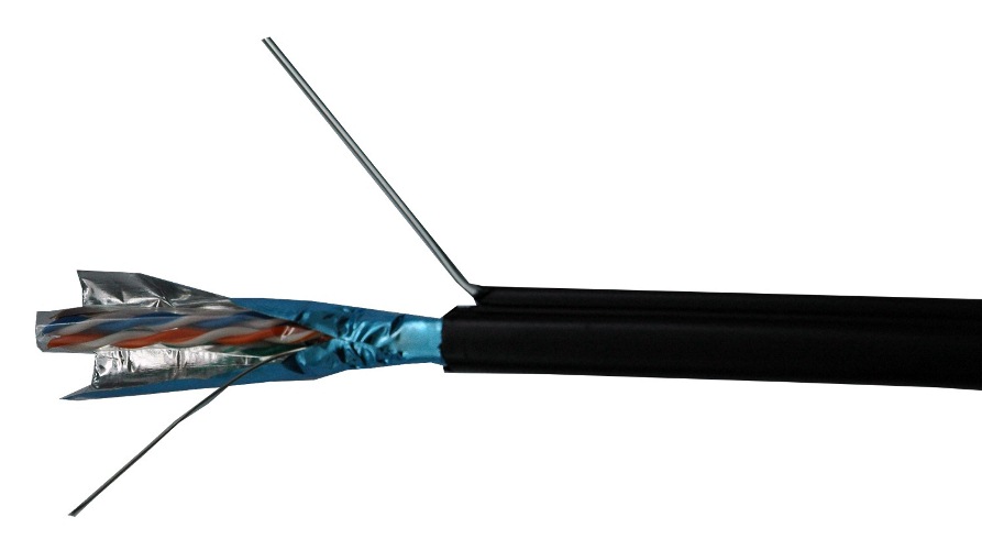Kabel-Solarix-FTP-Cat5e-drat-305m-PE-venkovni-SAMONOSNY Kábel Solarix FTP Cat5e drát 305m PE venkovní SAMONOSNÝ – Obrázok 1