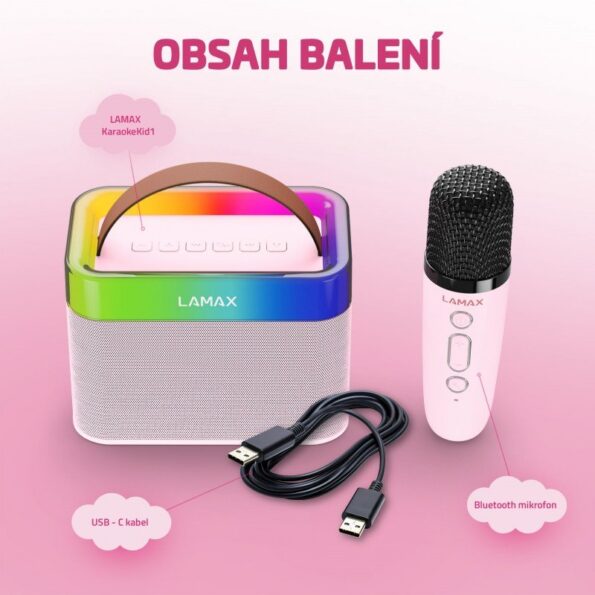 Karaoke set Lamax  KaraokeKid1 Pink – Obrázok 4