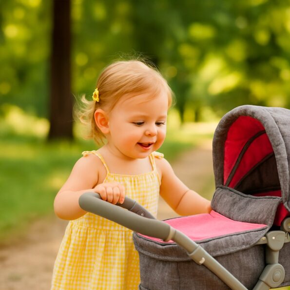 Kočík pre bábiky 2v1 Baby Mix Sophie pink-grey – Obrázok 7