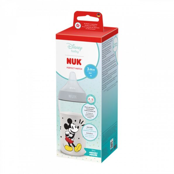 Kojenecká fľaša NUK Perfect Match s kontrolou teploty Disney Mickey 260 ml grey – Obrázok 3