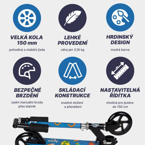 Kolobežka Acra Joy Superhero do 9 rokov – Obrázok 4