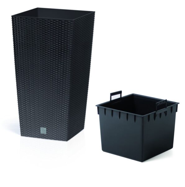 Kvetináč Prosperplast Rato Square antracit 26,5 x 26,5 x 50 cm – Obrázok 2