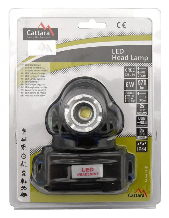 LED čelovka Cattara 570lm ZOOM nabíjecí – Obrázok 6