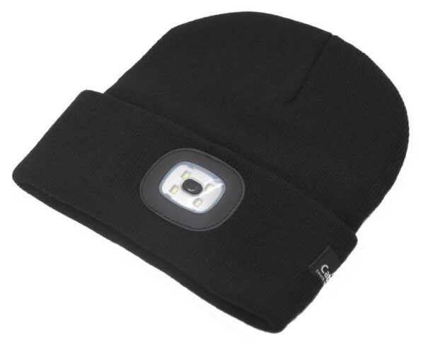 LED čelovka Cattara čiapka BLACK s LED svietidlom USB nabíjanie – Obrázok 2