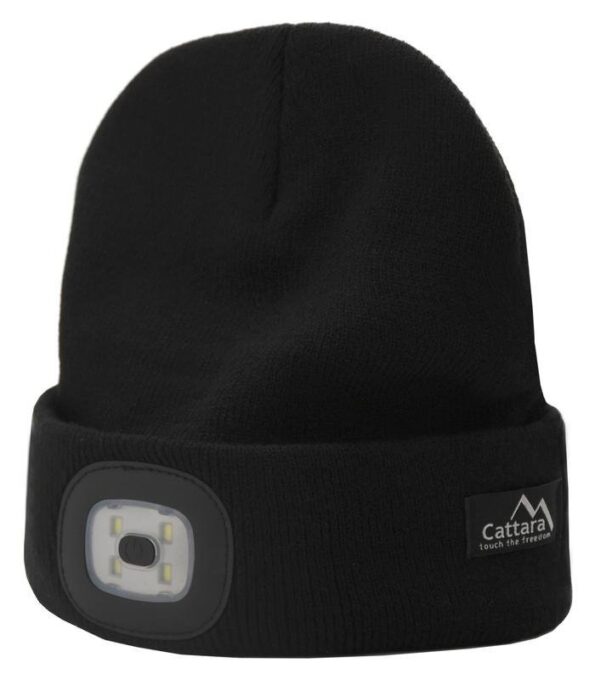 LED čelovka Cattara čiapka BLACK s LED svietidlom USB nabíjanie – Obrázok 3
