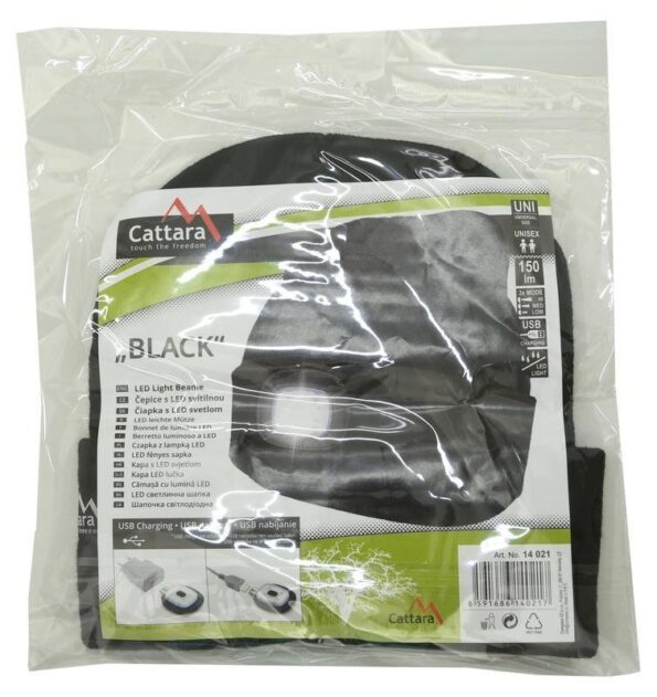 LED čelovka Cattara čiapka BLACK s LED svietidlom USB nabíjanie – Obrázok 8
