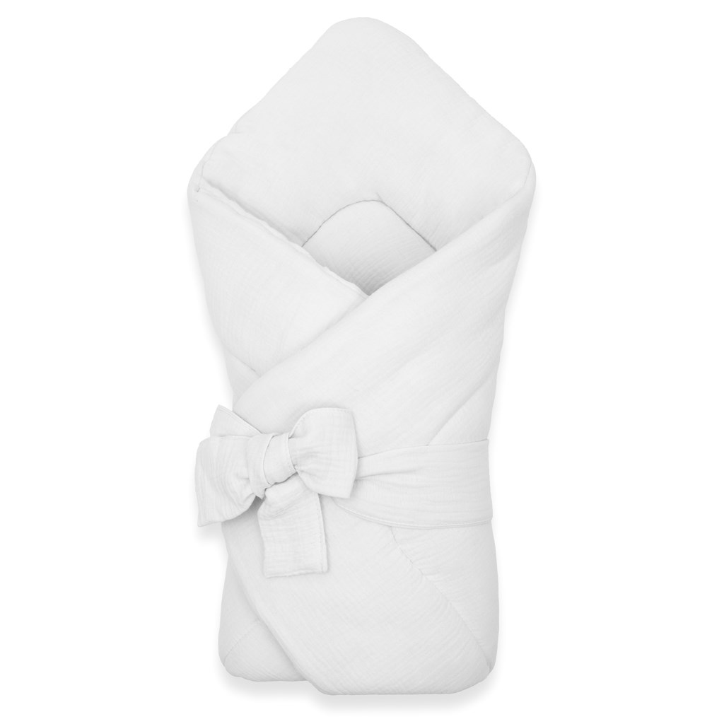 Muselinova-snurovacia-zavinovacka-New-Baby-white Mušelínová šnurovacia zavinovačka New Baby white – Obrázok 1