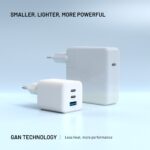Nabíjačka FIXED sieťová GaN Mini s 2xUSB-C a USB výstupom, podpora PD, 65 W, biela – Obrázok 5