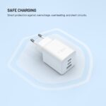 Nabíjačka FIXED sieťová GaN Mini s 2xUSB-C a USB výstupom, podpora PD, 65 W, biela – Obrázok 6