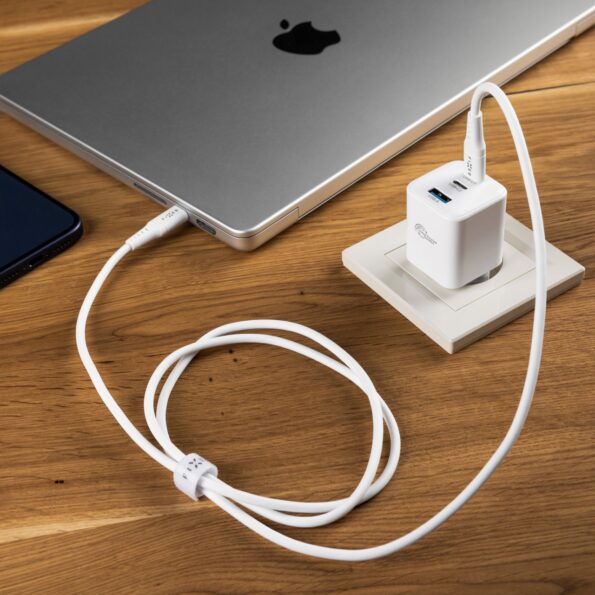 Nabíjačka FIXED sieťová GaN Mini s 2xUSB-C a USB výstupom, podpora PD, 65 W, biela – Obrázok 8