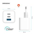 Nabíjačka FIXED sieťová GaN Mini s 2xUSB-C a USB výstupom, podpora PD, 65 W, biela – Obrázok 9