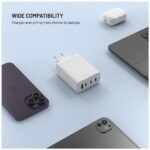 Nabíjačka FIXED sieťová GaN s 3×USB-C a USB výstupom, podpora PD 3.0, 120W, biela – Obrázok 2