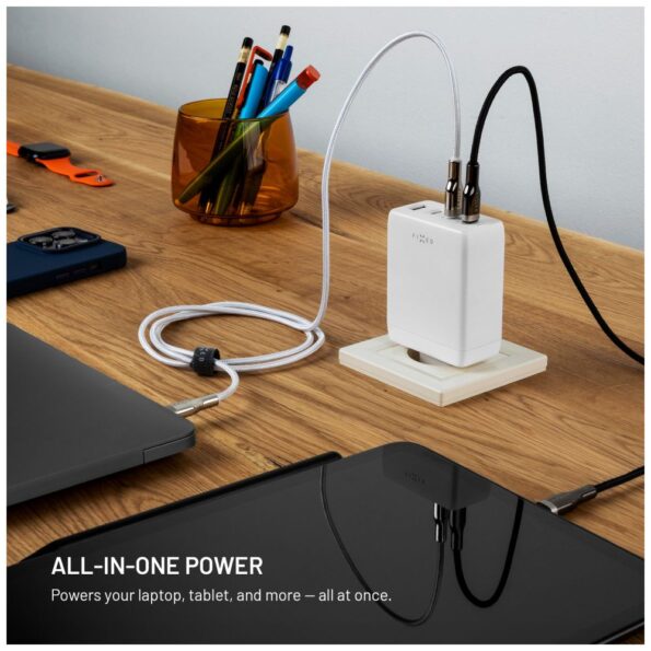 Nabíjačka FIXED sieťová GaN s 3×USB-C a USB výstupom, podpora PD 3.0, 120W, biela – Obrázok 4