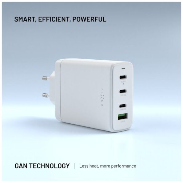 Nabíjačka FIXED sieťová GaN s 3×USB-C a USB výstupom, podpora PD 3.0, 120W, biela – Obrázok 5