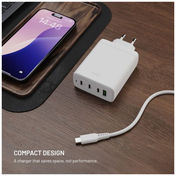Nabíjačka FIXED sieťová GaN s 3×USB-C a USB výstupom, podpora PD 3.0, 120W, biela – Obrázok 6