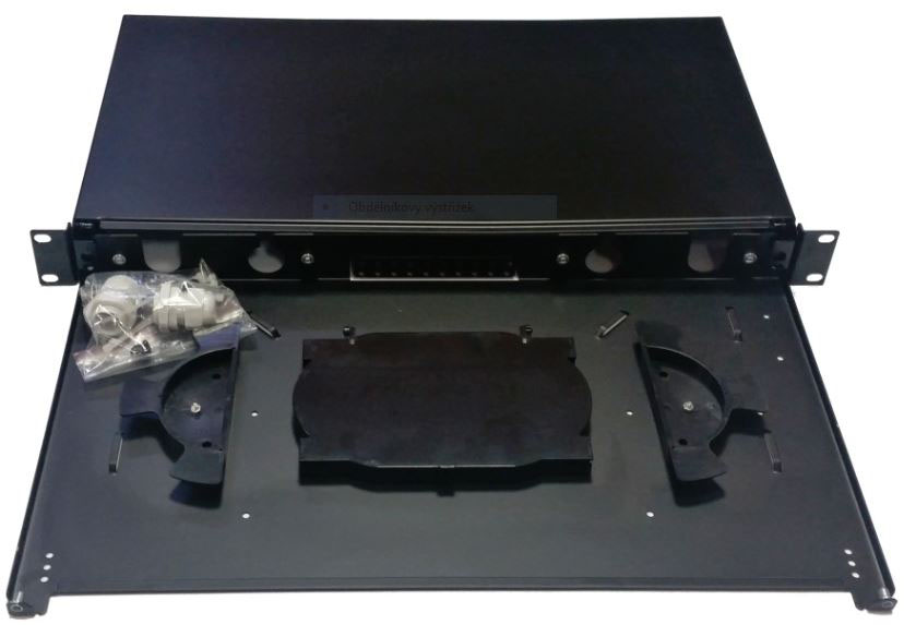 Opticka-vana-vysuvna-1U-do-19-racku-s-kazetou-bez-cela-cerna Optická vaňa výsuvná 1U do 19" racku, s kazetou, bez čela, černá – Obrázok 1