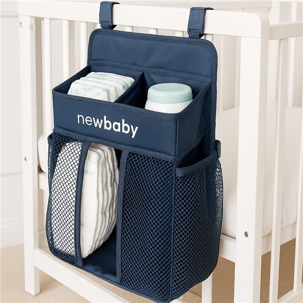 Organizer-na-postielku-TinyTidy-New-Baby-modry Organizér na postieľku TinyTidy New Baby modrý – Obrázok 1