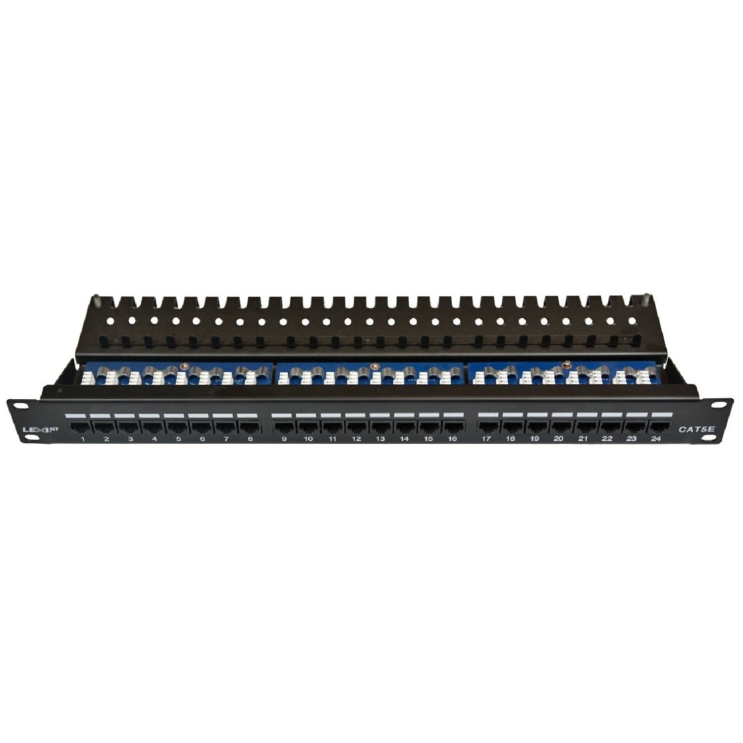 Patch-panel-LEXI-Net-UTP-cat.5e-24p.-horni-zarez-KRONE-black Patch panel LEXI-Net UTP cat.5e 24p. (horní zářez - "KRONE") - black – Obrázok 1