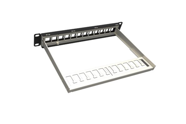 Patch panel Solarix modulárny neosadený 10" 12 portov, čierny 1U – Obrázok 2