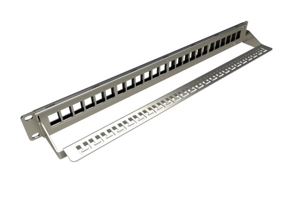 Patch panel Solarix modulárny neosadený 24 portov, čierny 1U – Obrázok 2