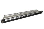 Patch panel Solarix modulárny neosadený 24 portov, čierny 1U