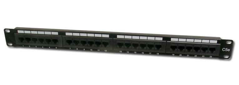 Patch-panel-UTP-cat.5e-24p.-1U-cerny Patch panel UTP cat.5e, 24p. 1U, černý – Obrázok 1