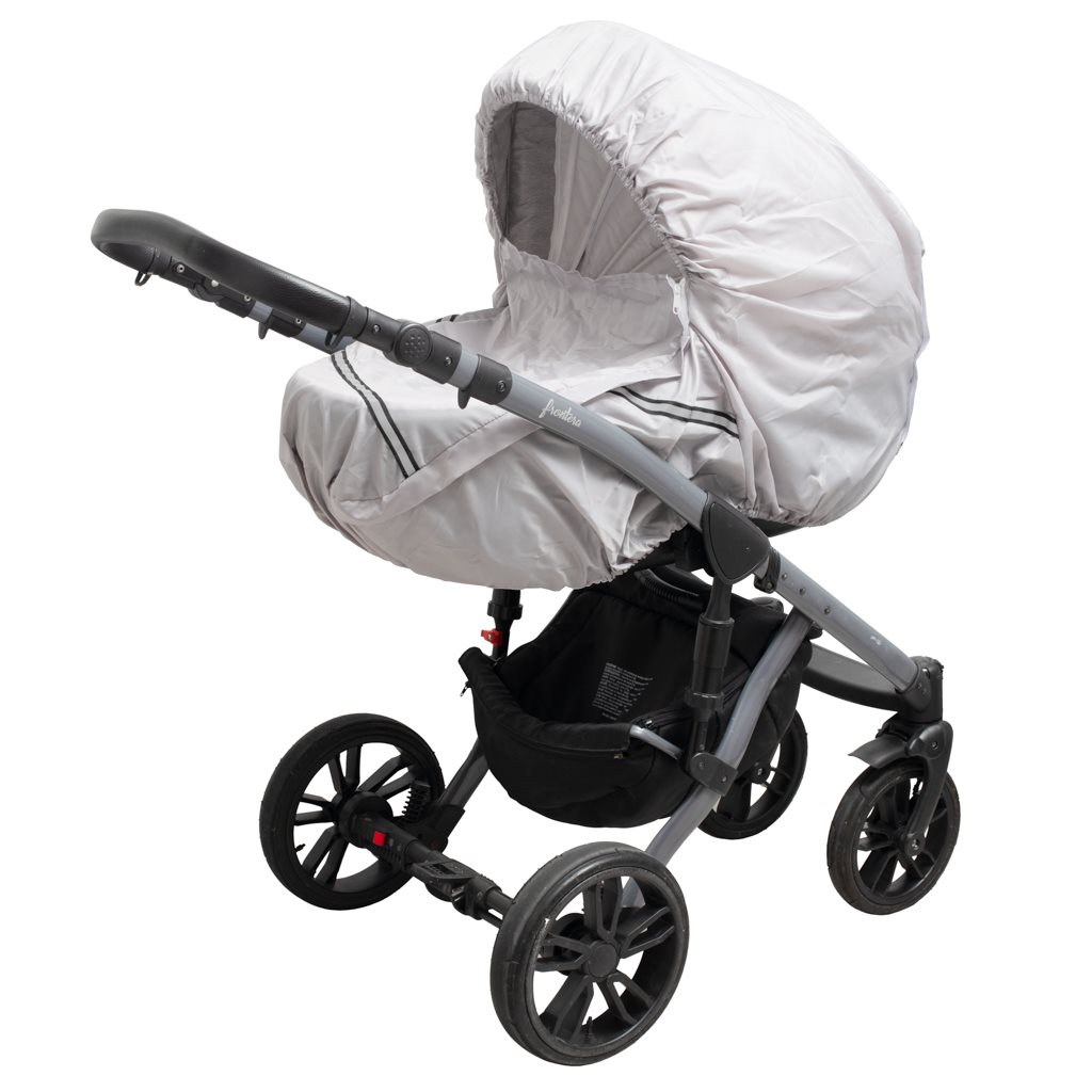 Plastenka-na-kocik-s-reflexnym-prvkom-New-Baby-Basic-siva Pláštenka na kočík s reflexným prvkom New Baby Basic sivá – Obrázok 1