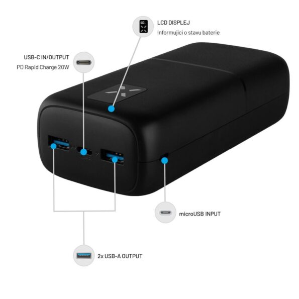 Powerbanka FIXED Zen 30 s LCD displejom a výstupom PD 20W, 30 000 mAh, čierna – Obrázok 4