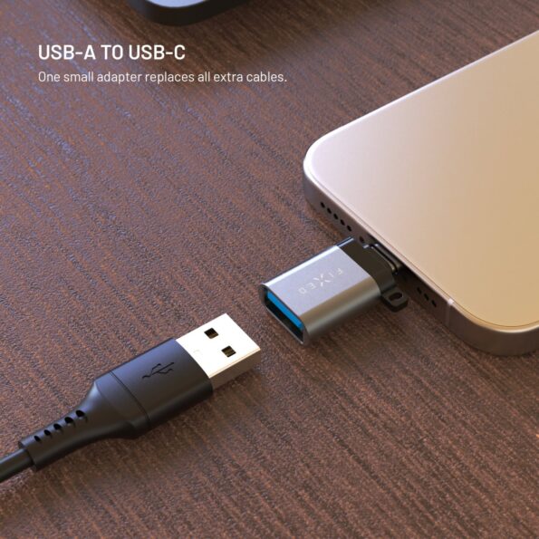 Redukcia FIXED Link USB-A na USB-C, z hliníka, sivá – Obrázok 2