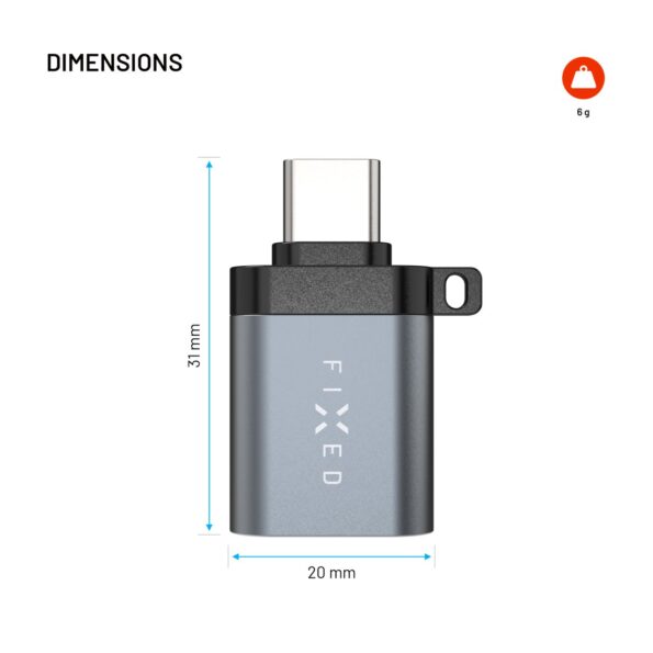 Redukcia FIXED Link USB-A na USB-C, z hliníka, sivá – Obrázok 6