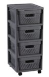 Regál Curver Infinity Dots 4×11 l so zásuvkami tmavosivý