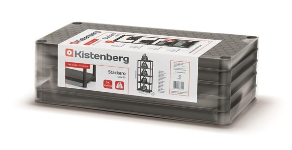 Regál Prosperplast STACKARO SOLID 75 HD – farba: čierna – Obrázok 4