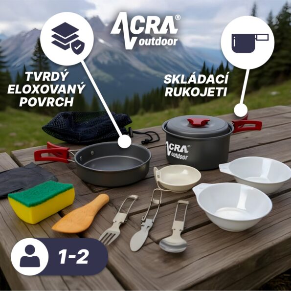 Sada riadu Acra C20 camping set alluminium pre 1-2 osoby – Obrázok 2