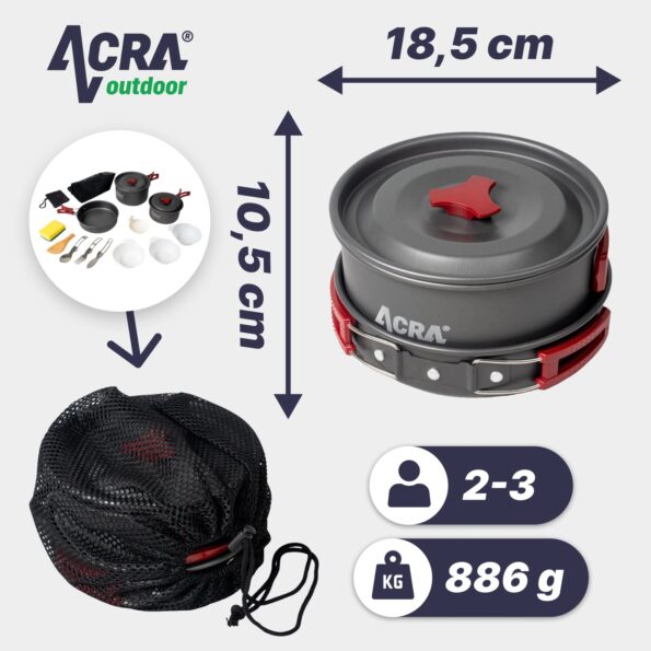 Sada riadu Acra C21 camping set alluminium pre 2-3 osoby – Obrázok 3
