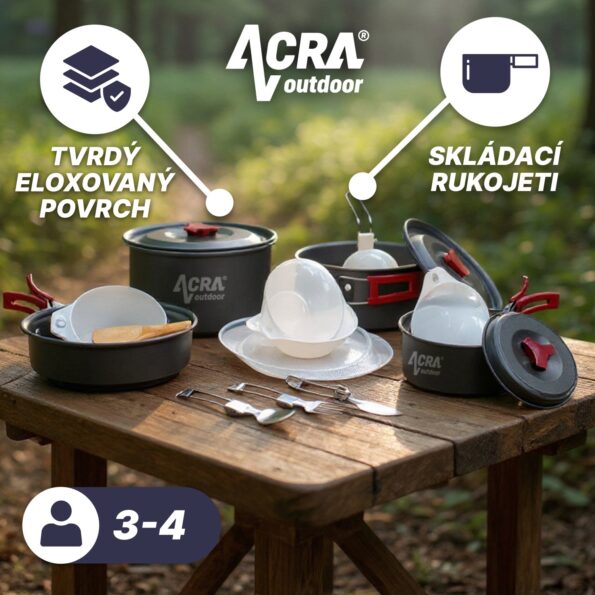 Sada riadu Acra C22 camping set alluminium pre 3-4 osoby – Obrázok 2
