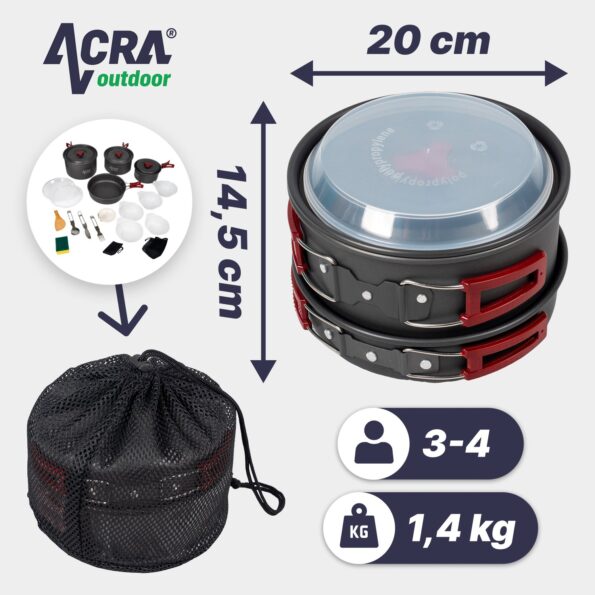 Sada riadu Acra C22 camping set alluminium pre 3-4 osoby – Obrázok 3
