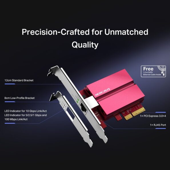 Sieťová karta TP-Link Mercusys MA510E 10G PCIe, Full/Low bracket – Obrázok 5