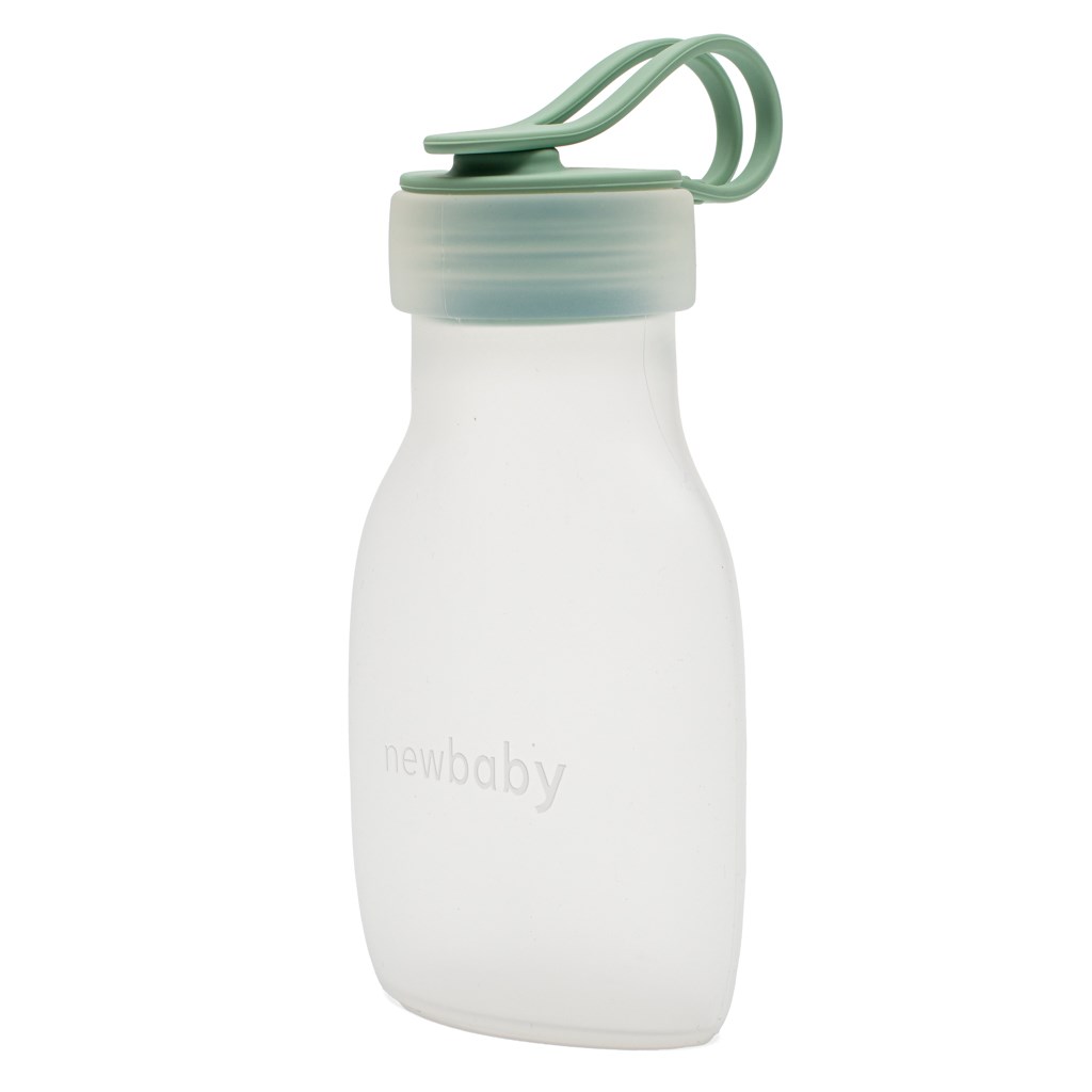 Silikonova-flasticka-na-materske-mlieko-New-Baby-modra Silikónová fľaštička na materské mlieko New Baby modrá – Obrázok 1