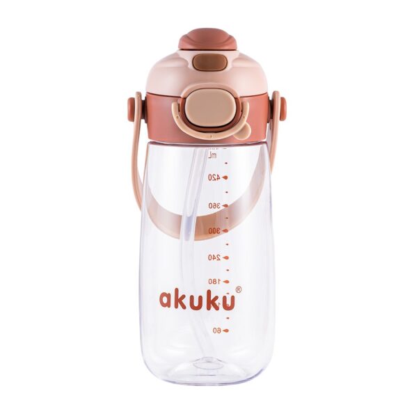 Školská fľaša so slamkou Akuku 480 ml, mocha – Obrázok 3