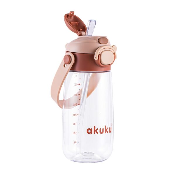 Školská fľaša so slamkou Akuku 480 ml, mocha – Obrázok 4