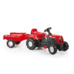 Šliapací traktor Dolu Ranchero s vlečkou, červený