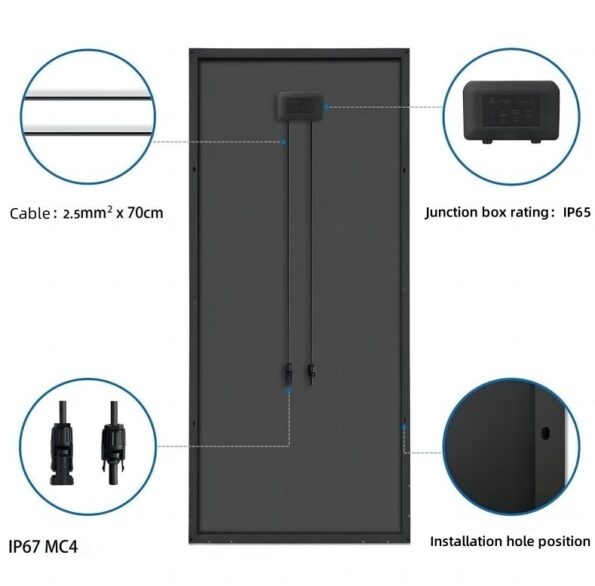 Solárny panel SOLARFAM 120W mono čierny rám – Obrázok 3