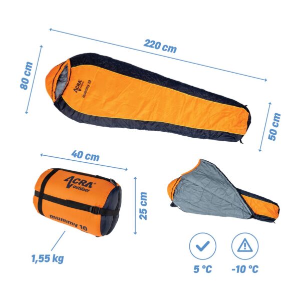 Spacák Acra Mummy10 220 x 80/55 cm mumie – Obrázok 3