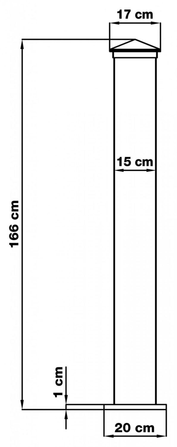 Stĺpik G21 pre bránku a bránu 15×171 cm s pätkou, antracitový – Obrázok 5