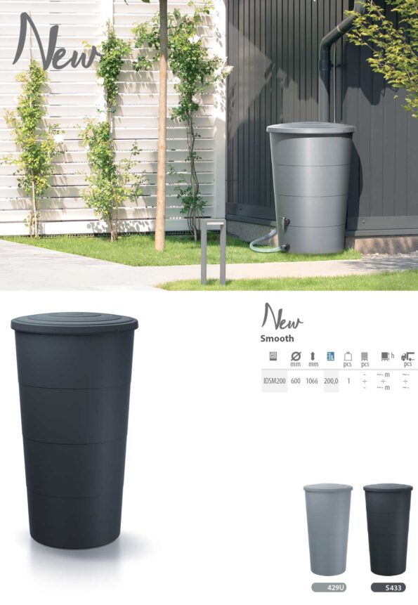 Sud Prosperplast SMOOTH antracit 200 l – Obrázok 2